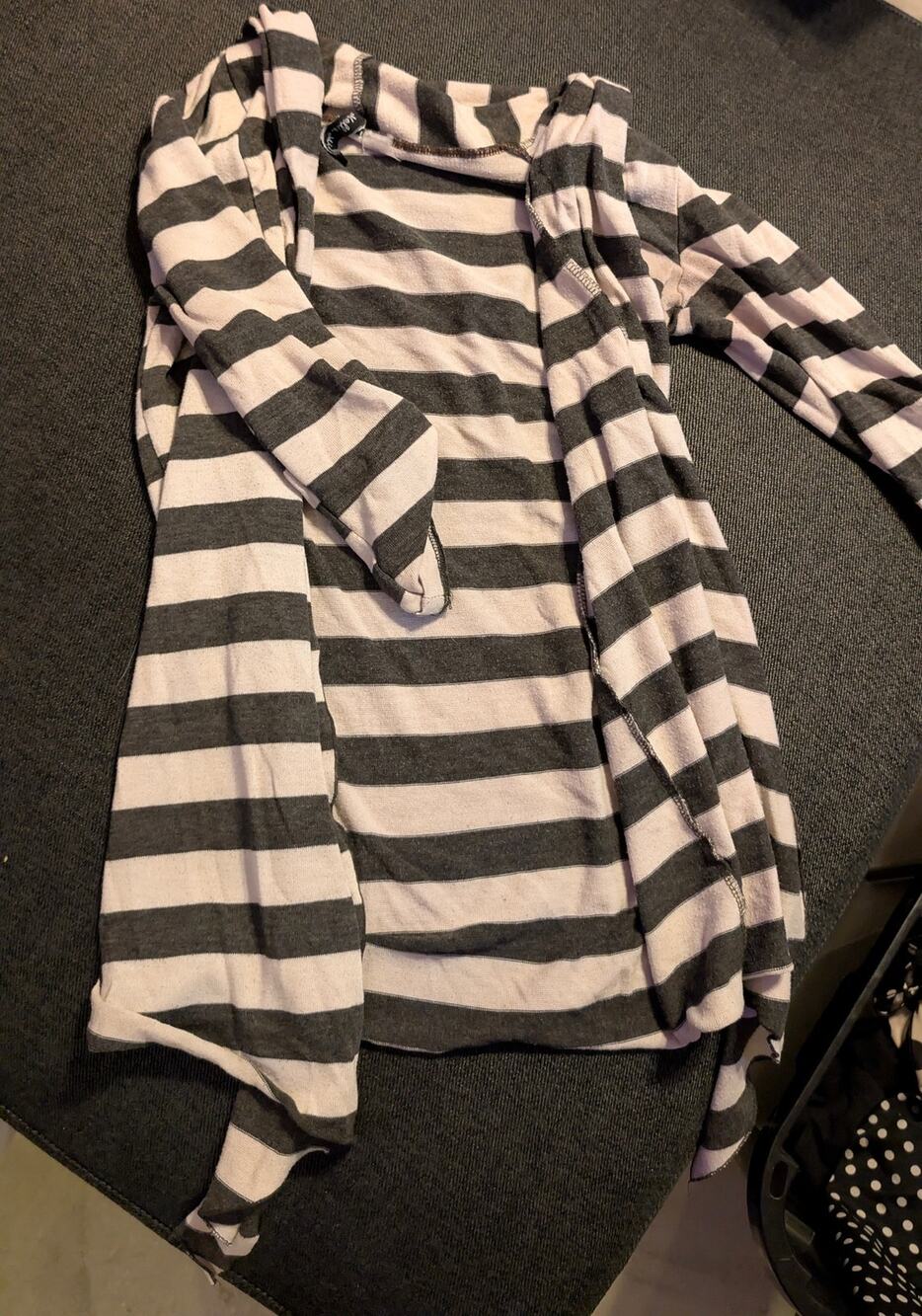 Gray and Black Striped Long Cardigan Size Small